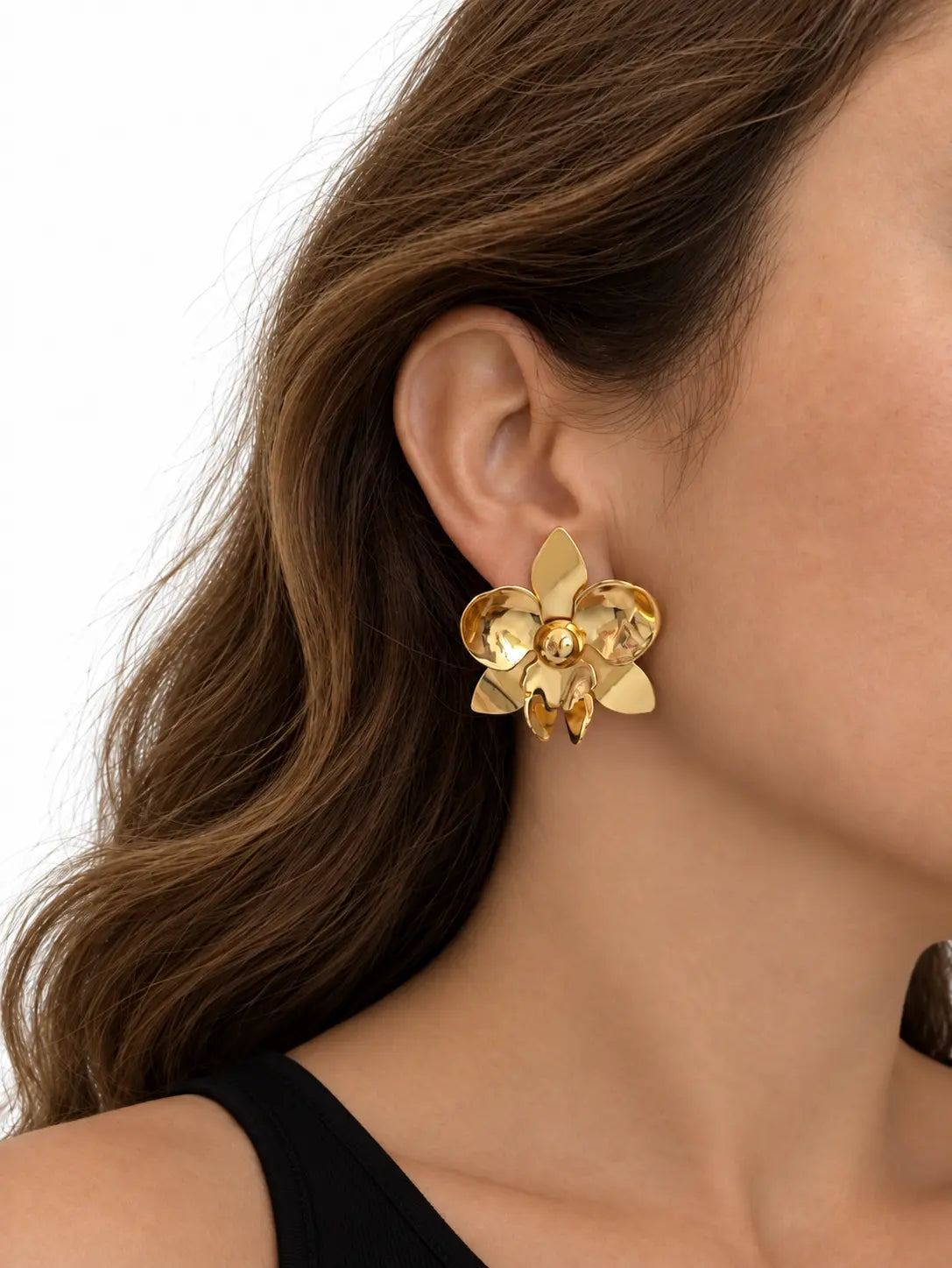 Aretes orquidea Dorados XL