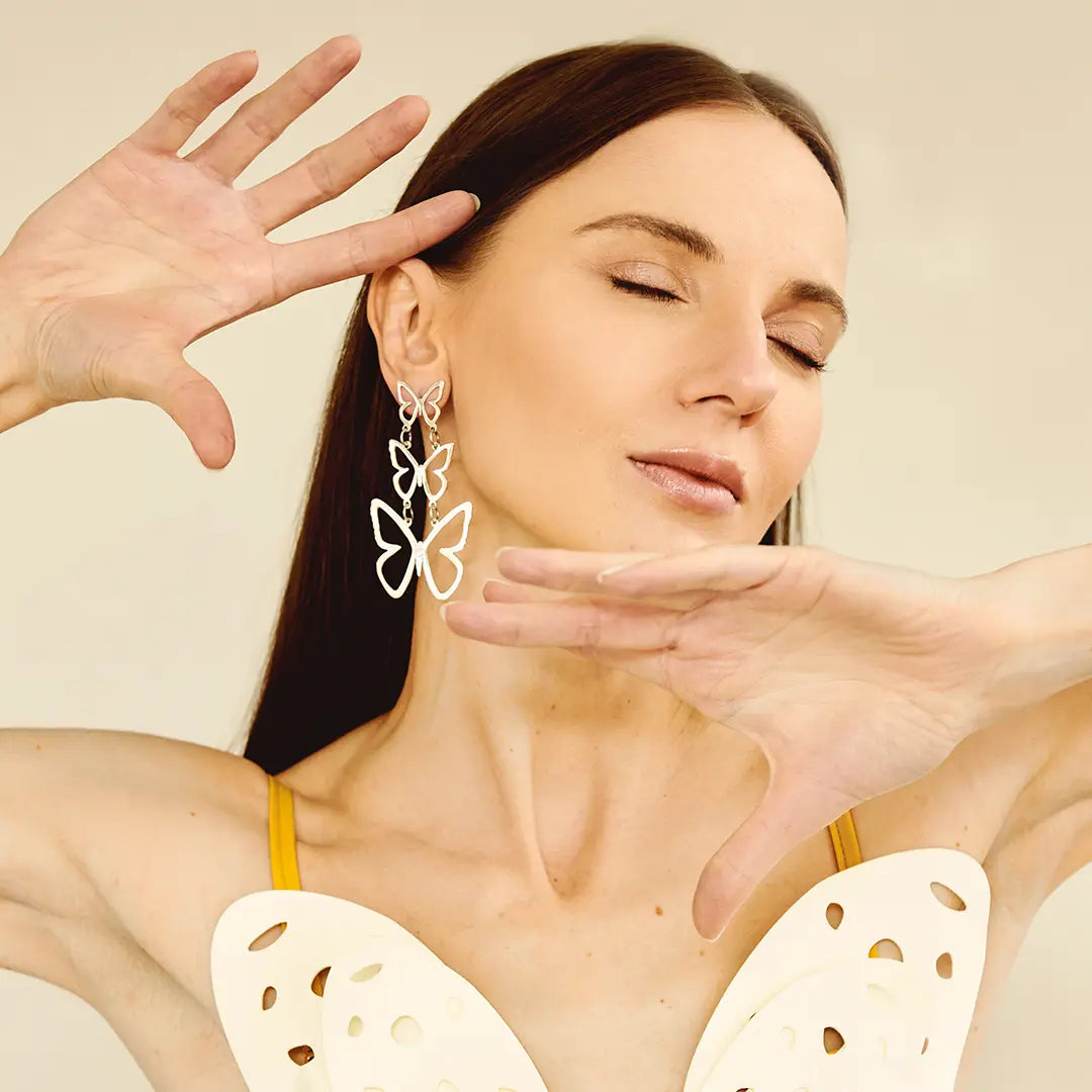 Aretes Triple Mariposa